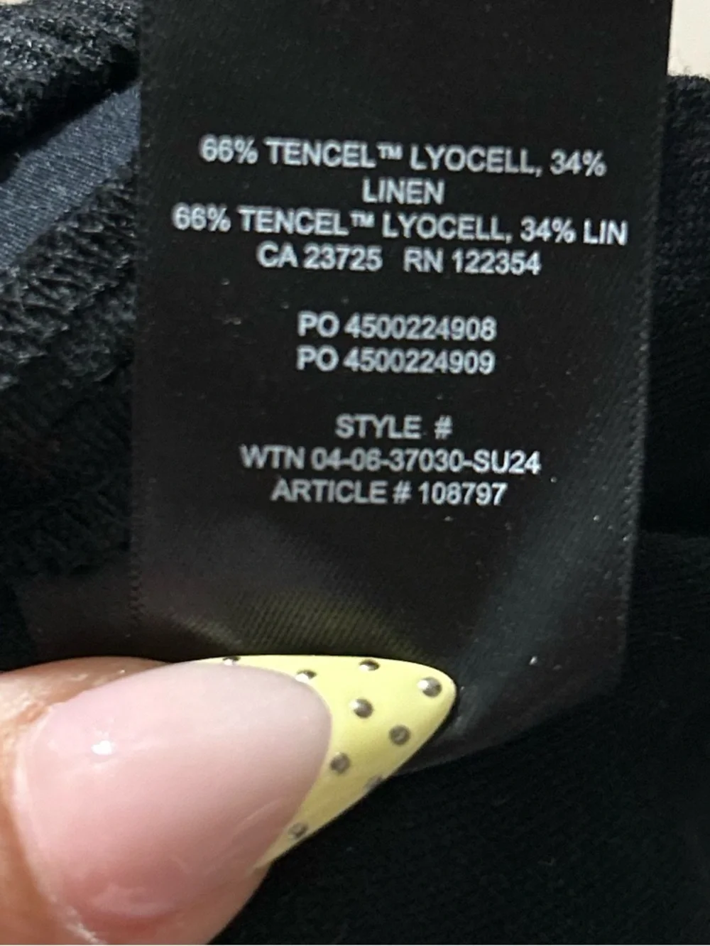 Wilfred Black Linen Pant Mid Rise Wide Leg Size S
